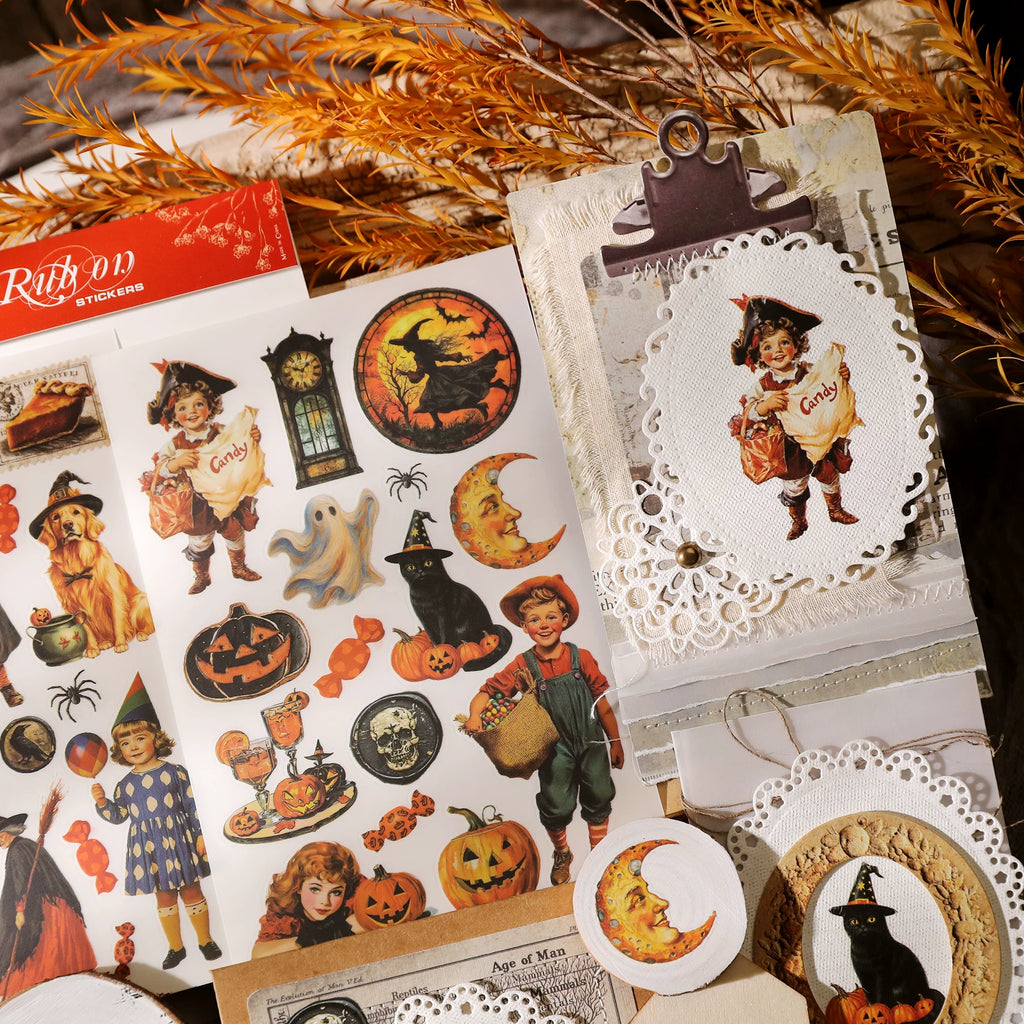 Halloween Matte Rub-on Transfers 2 Small Sheets -Pumpkin