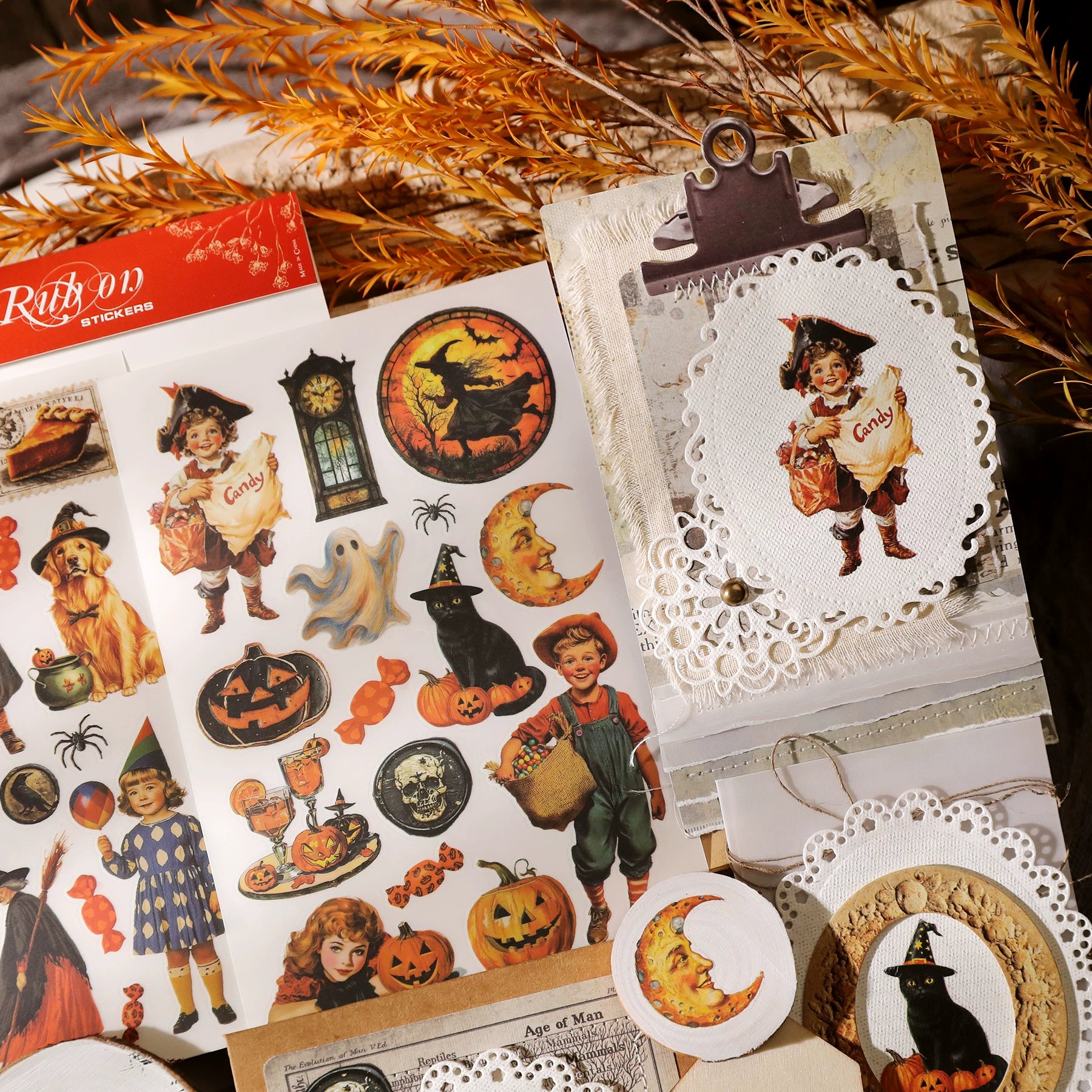 Halloween Matte Rub-on Transfers 2 Small Sheets -Pumpkin