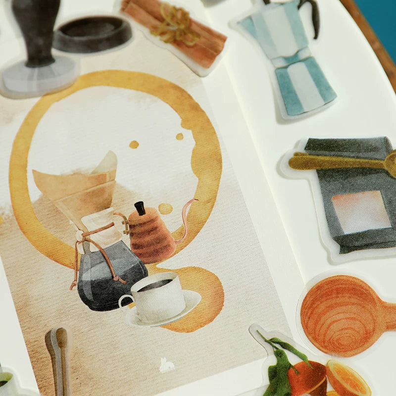 Small Coffee Ingredients Vellum Stickers