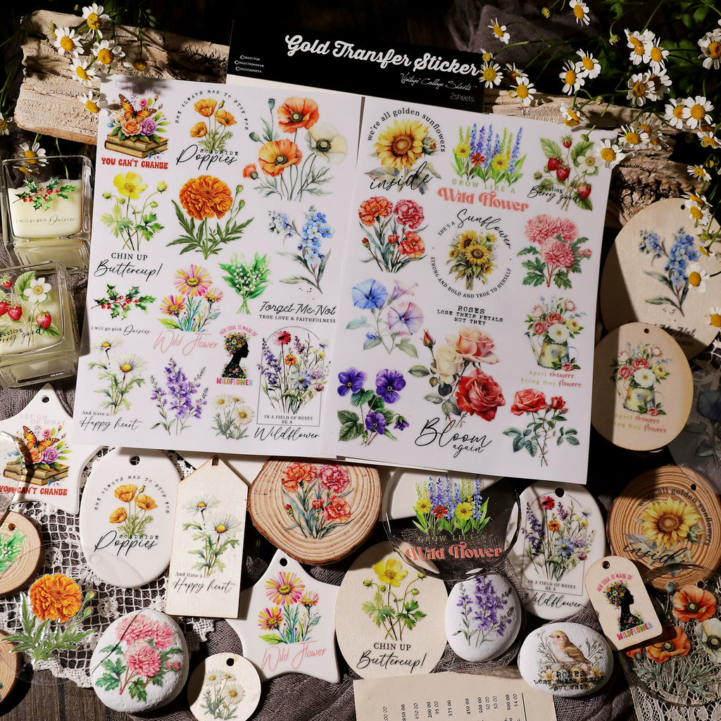 Flower Phrases UV-DTF Rub-on Stickers
