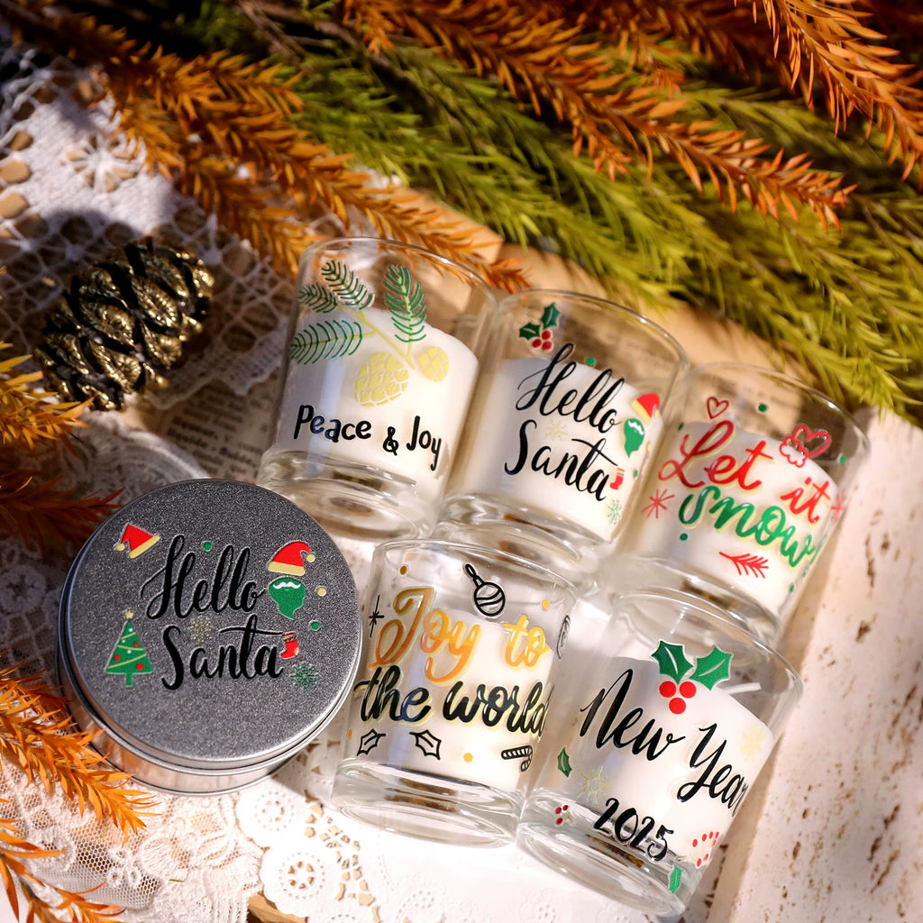 Christmas Leaf Quotes UV-DTF Rub-on Stickers