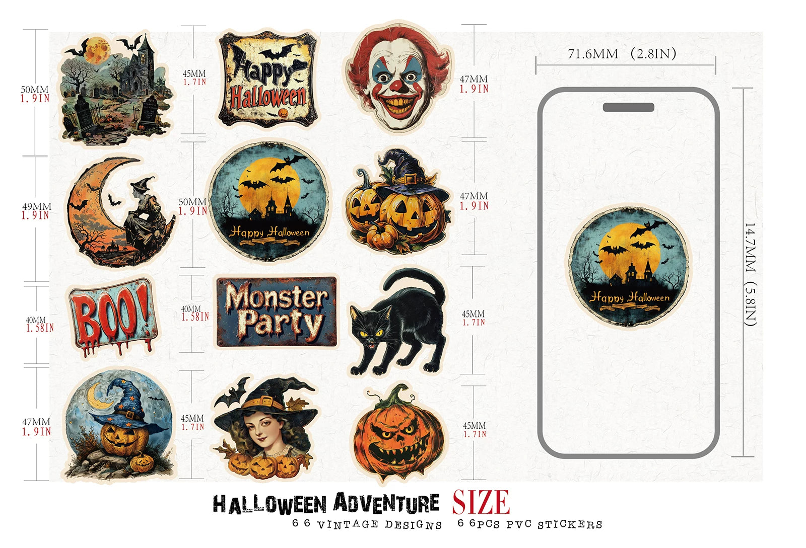 Halloween PVC Self-adhesive Stickers