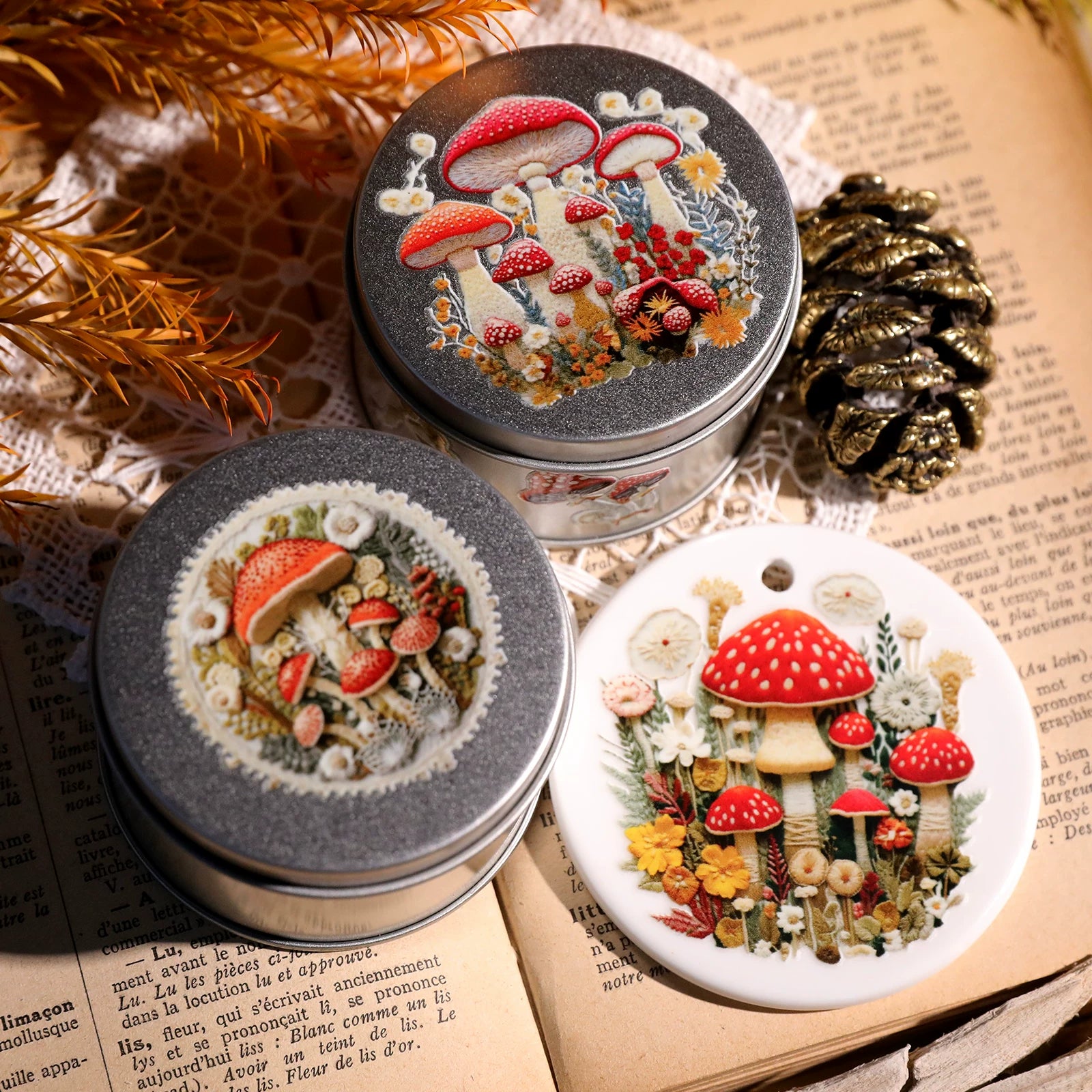 Mushrooms UV-DTF Rub-on Stickers