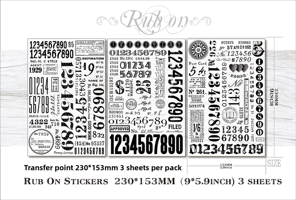 Numbers and Letters Matte Rub-on Transfers