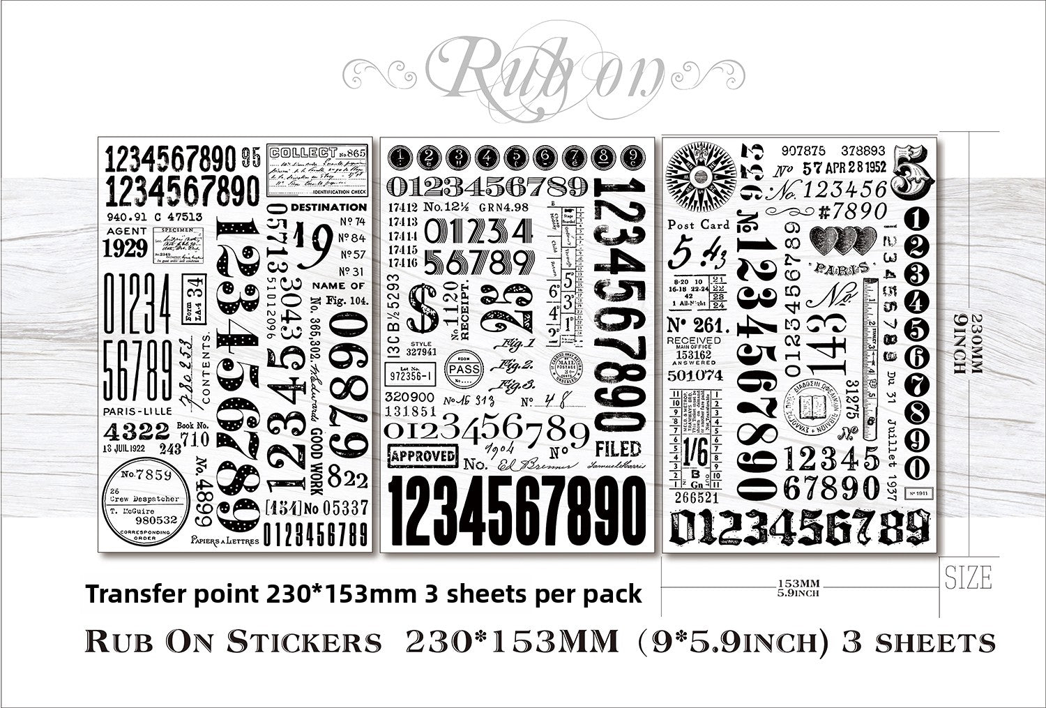 Numbers and Letters Matte Rub-on Transfers