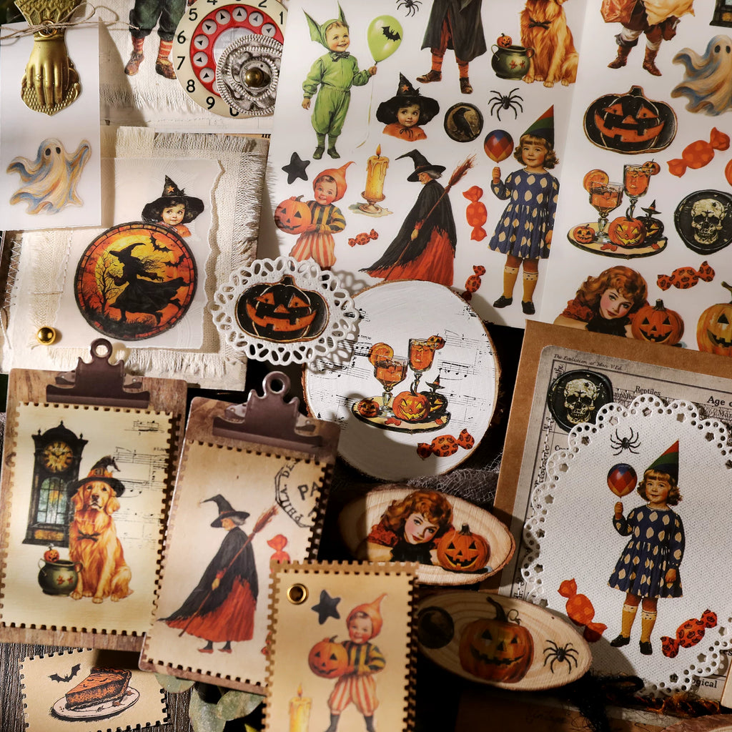 Halloween Matte Rub-on Transfers 2 Small Sheets -Pumpkin