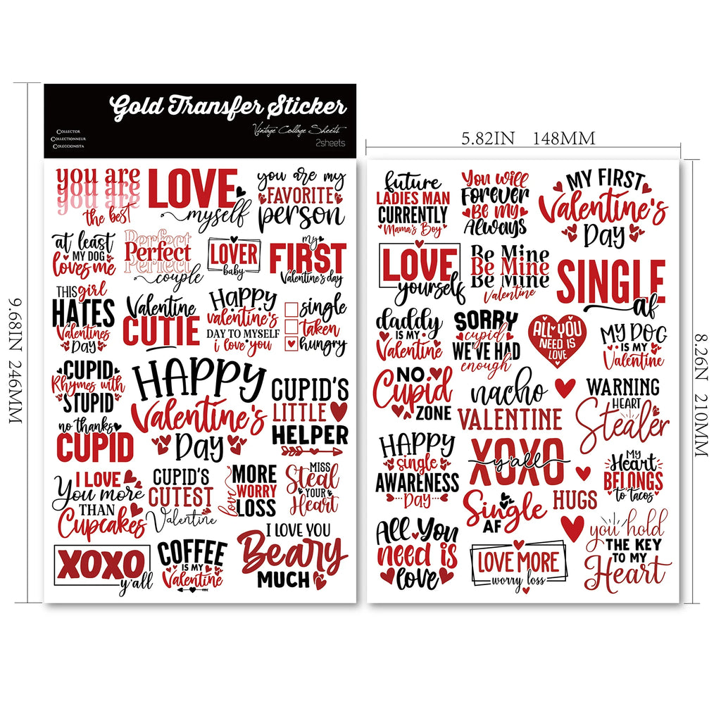 Valentine's Day Phrases UV-DTF Rub-on Stickers