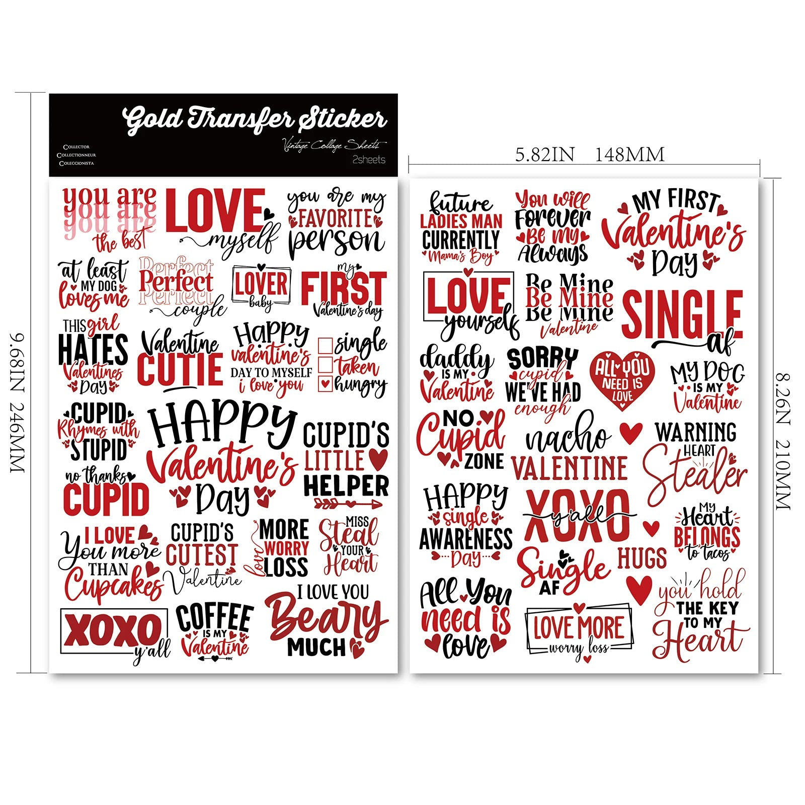 Valentine's Day Phrases UV-DTF Rub-on Stickers