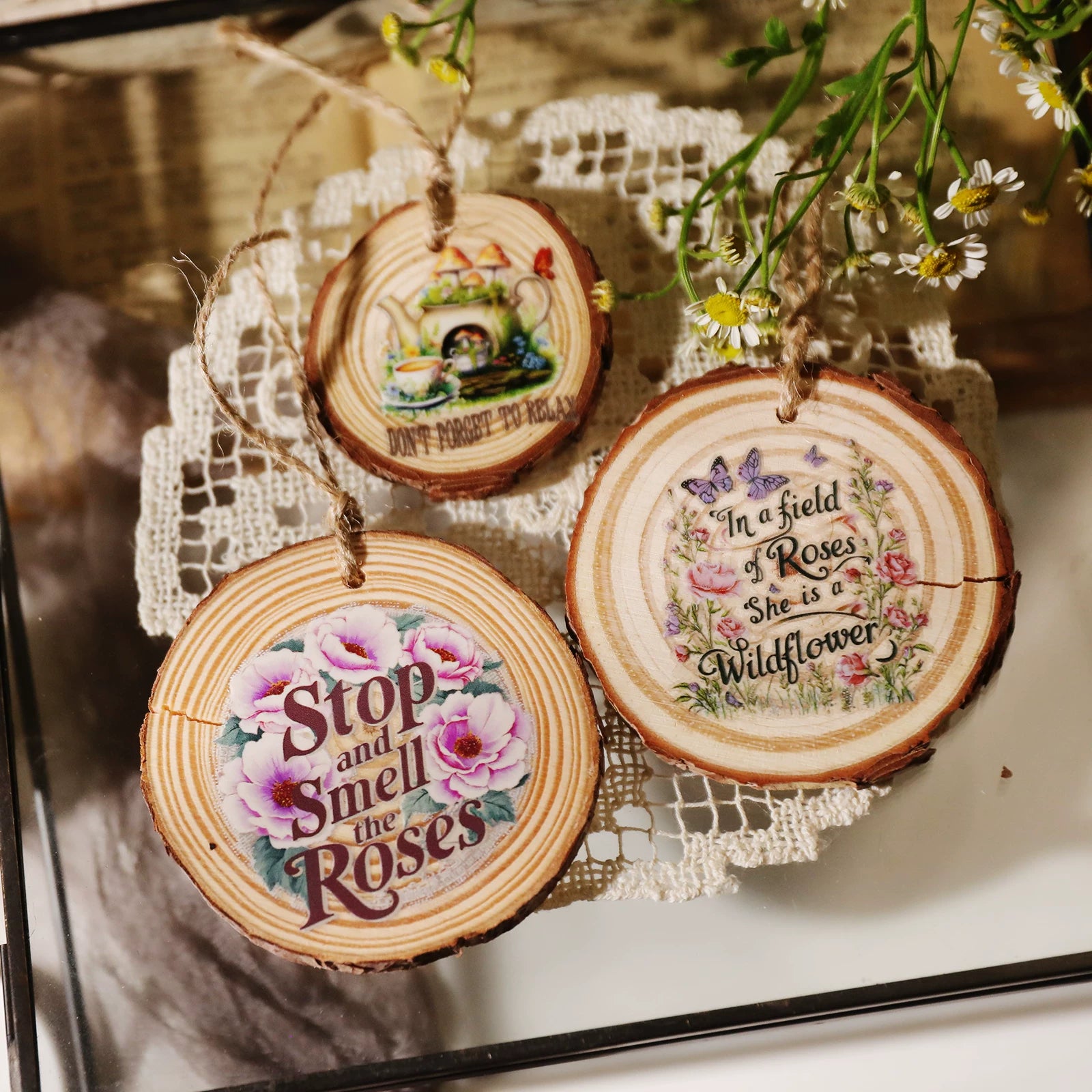 Flower Inspirational Phrases UV-DTF Rub-on Stickers