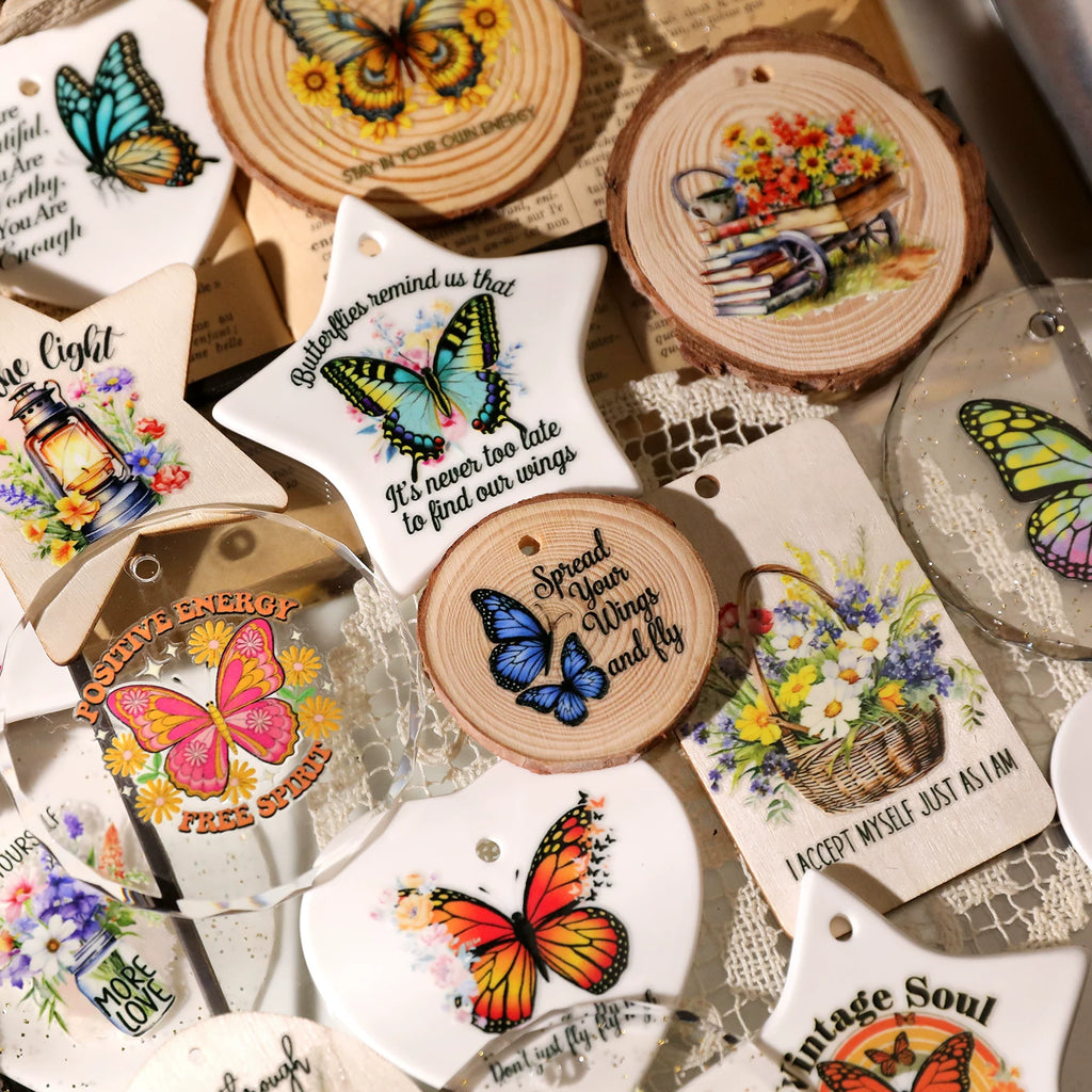 Butterflies Phrases UV-DTF Rub-on Stickers
