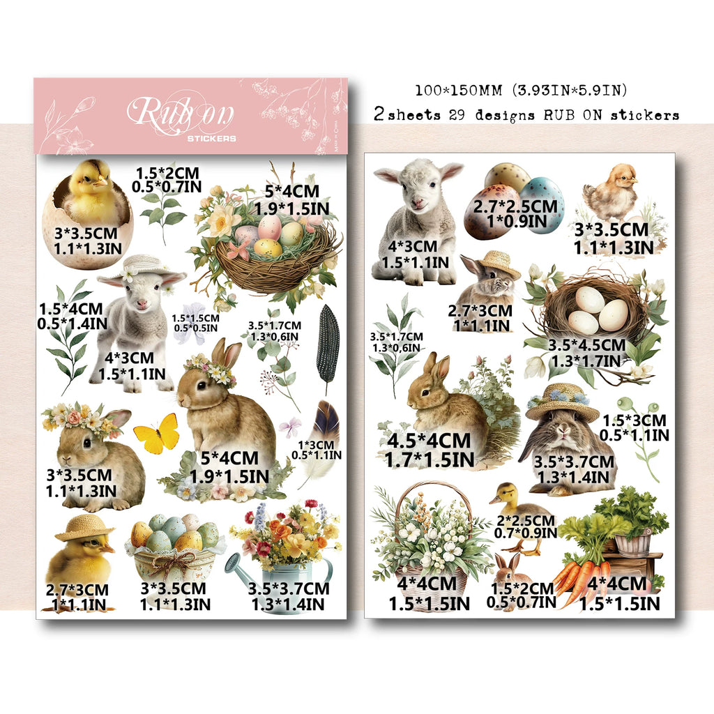 Bunny Matte Rub-on Transfers 2 Small Sheets