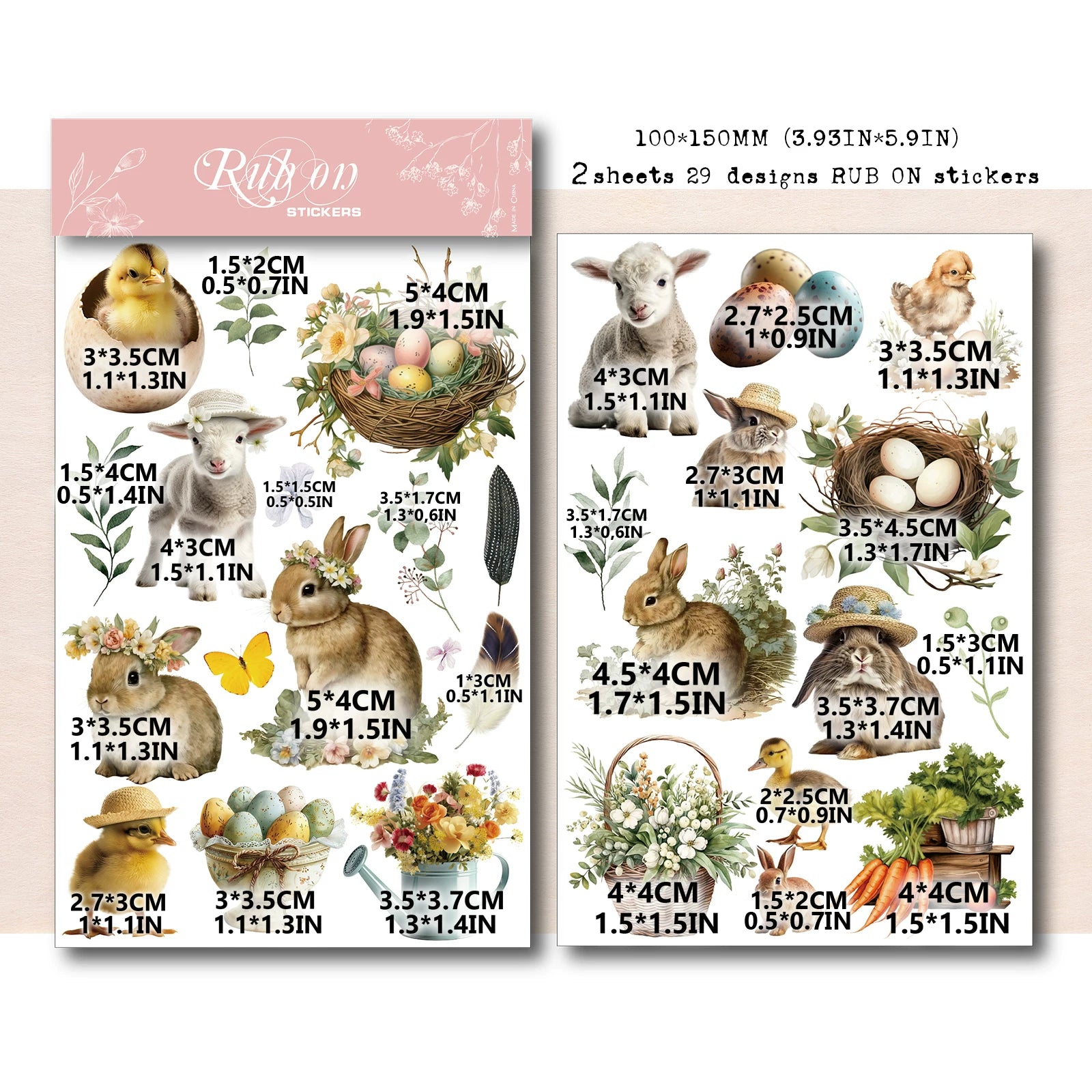 Bunny Matte Rub-on Transfers 2 Small Sheets