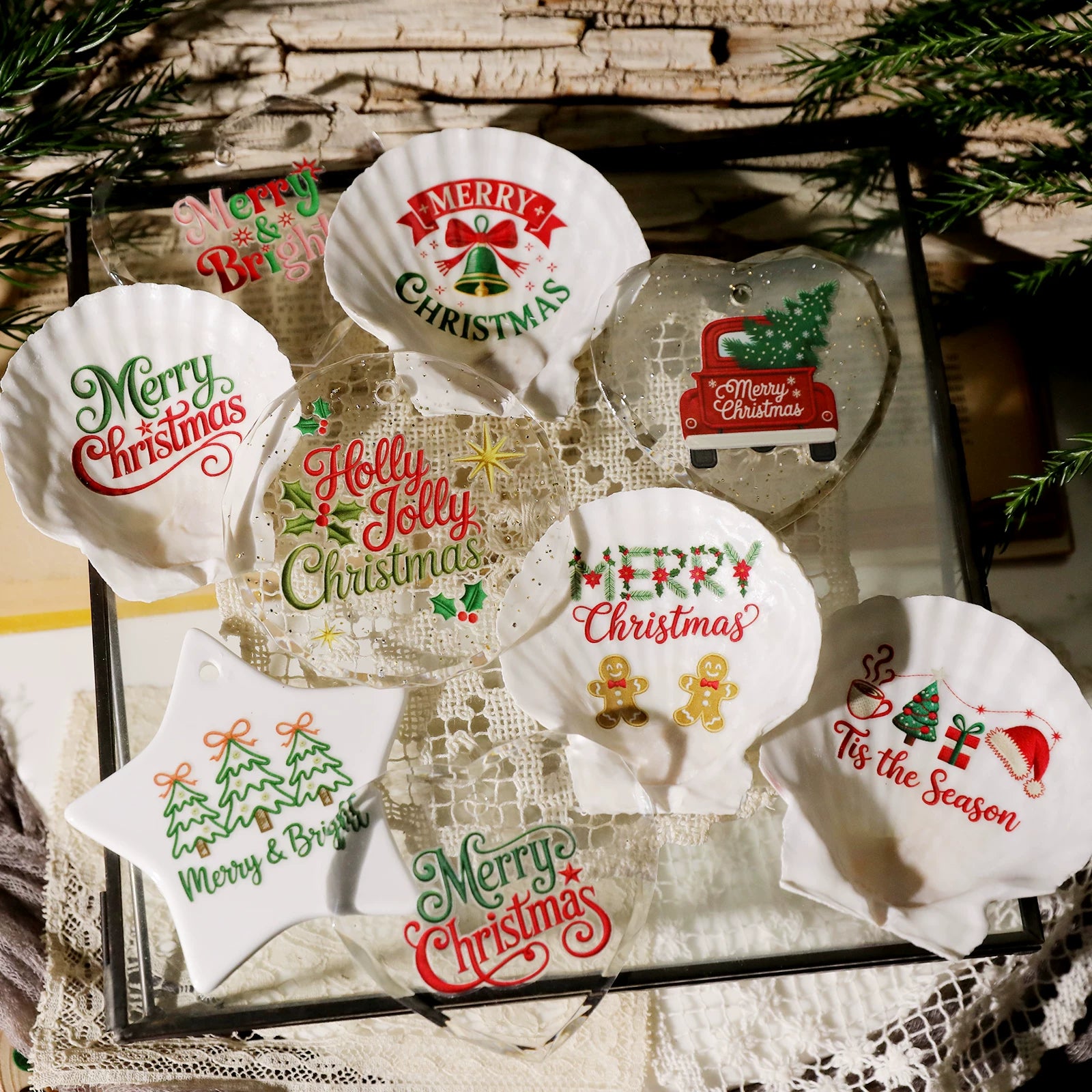 Christmas Embroidery  Quotes UV-DTF Rub-on Stickers