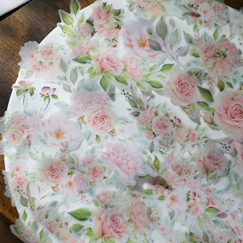Pink Roses Vellum Stickers