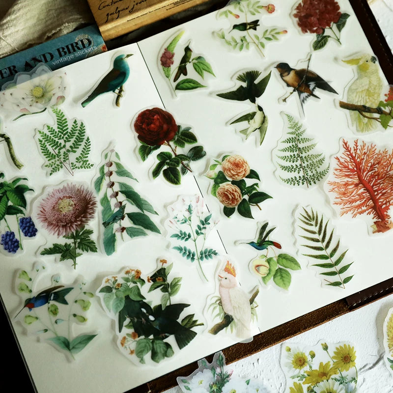 Flower and Bird Vellum Stickers