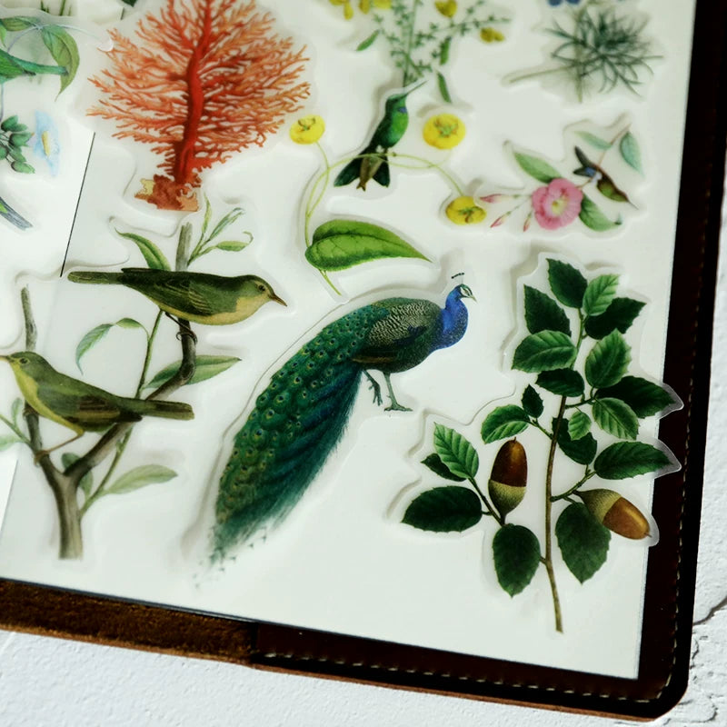 Flower and Bird Vellum Stickers