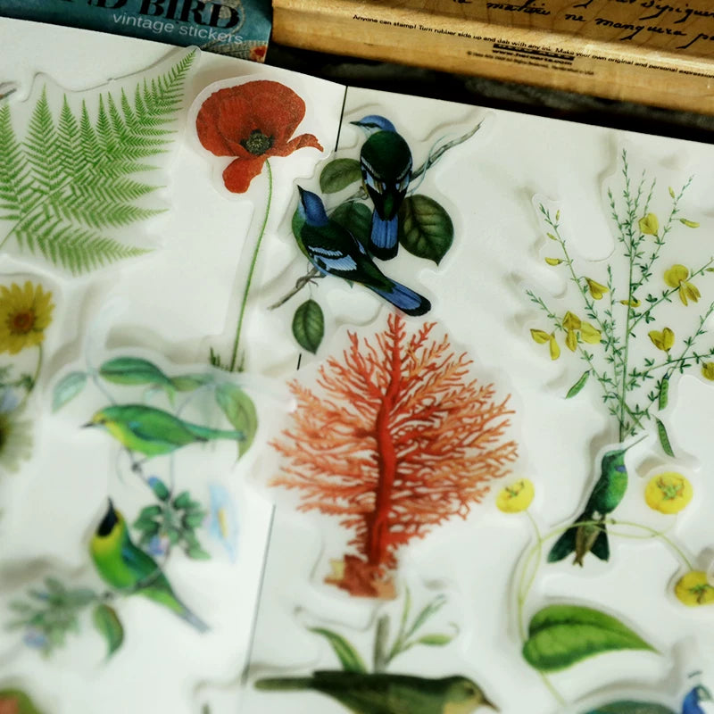 Flower and Bird Vellum Stickers