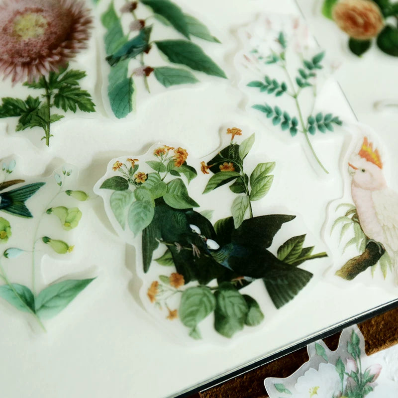 Flower and Bird Vellum Stickers