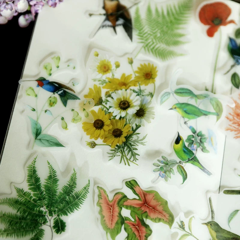 Flower and Bird Vellum Stickers