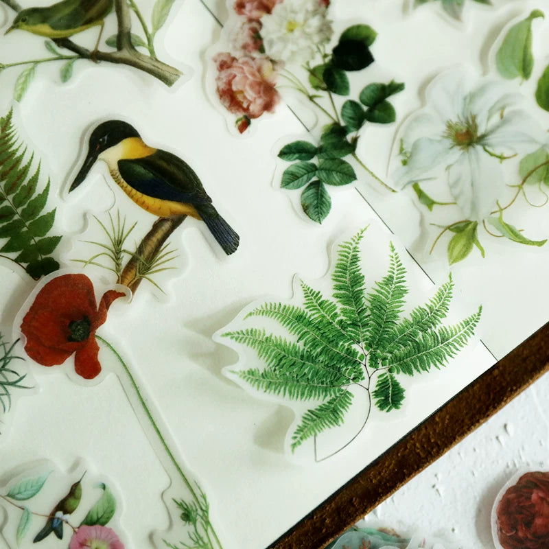 Flower and Bird Vellum Stickers