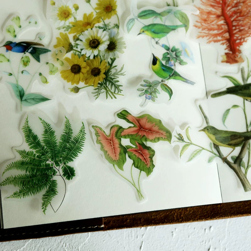 Flower and Bird Vellum Stickers