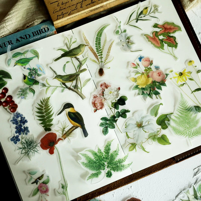 Flower and Bird Vellum Stickers