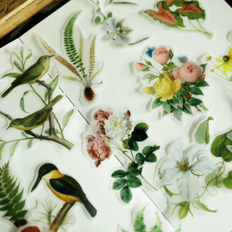 Flower and Bird Vellum Stickers