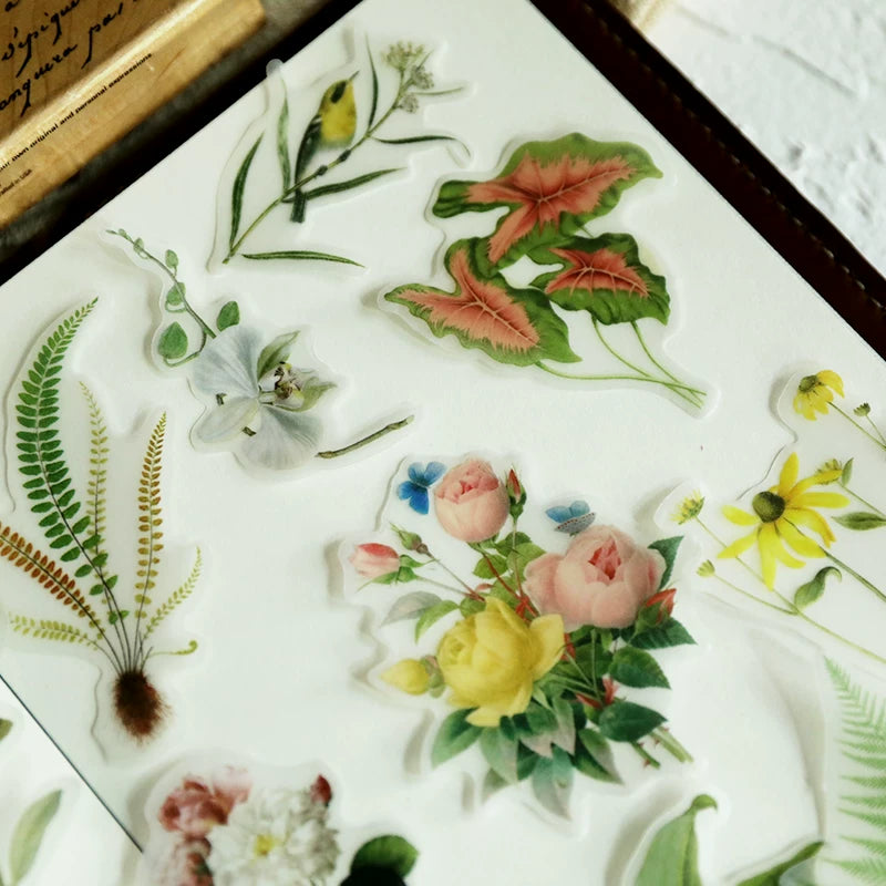 Flower and Bird Vellum Stickers