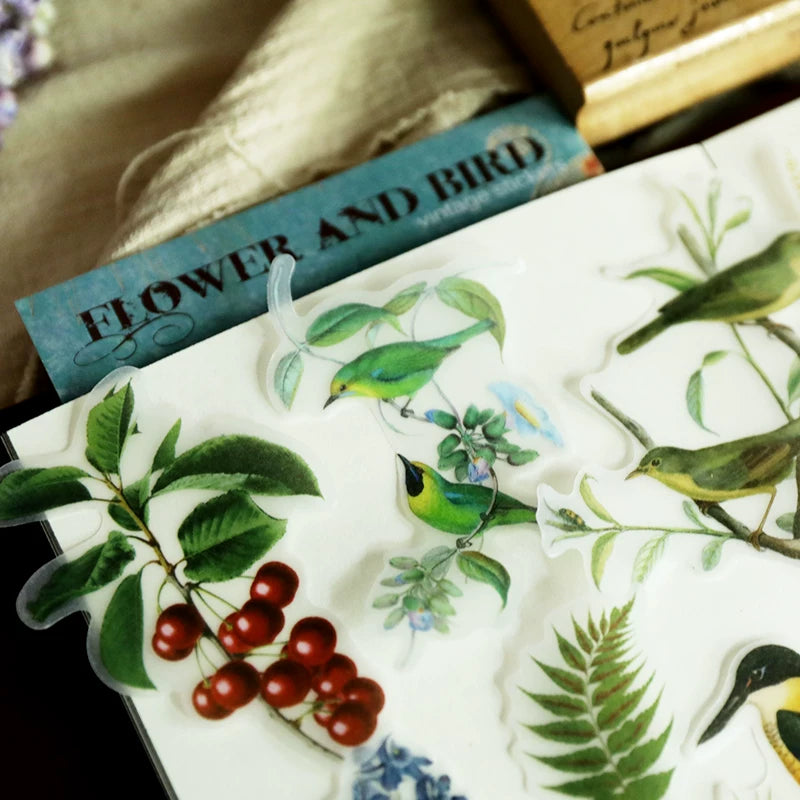 Flower and Bird Vellum Stickers